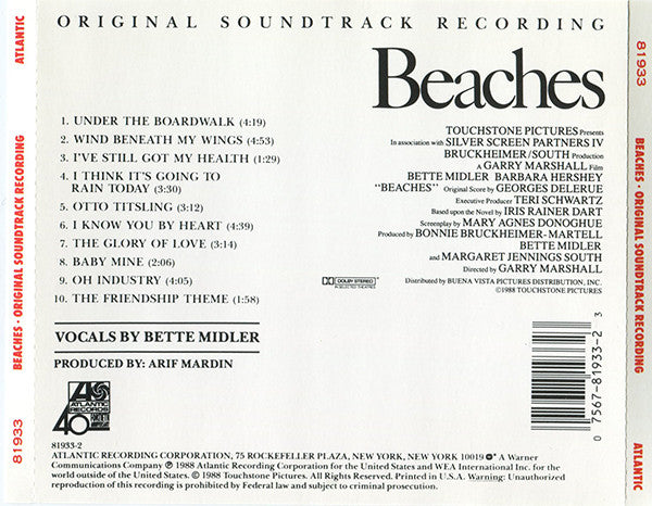 Bette Midler : Beaches (Original Soundtrack Recording) (CD, Album)