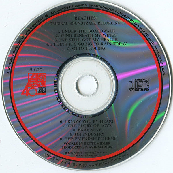 Bette Midler : Beaches (Original Soundtrack Recording) (CD, Album)