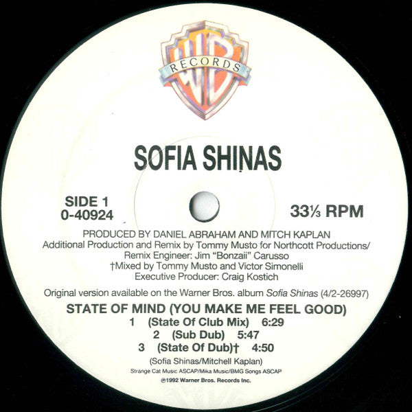 Sofia Shinas : State Of Mind (12")