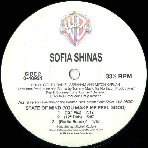 Sofia Shinas : State Of Mind (12")