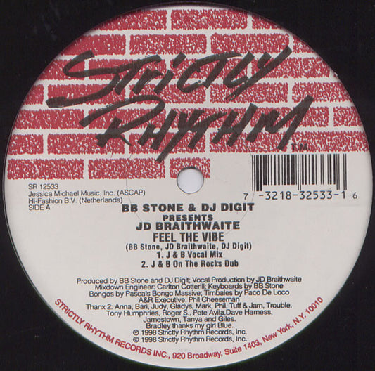 B.B. Stone & DJ Digit Presents J.D. Braithwaite : Feel The Vibe (12")