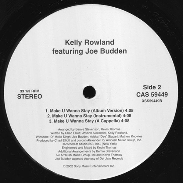 Kelly Rowland Featuring Joe Budden : Make U Wanna Stay (12", Promo)