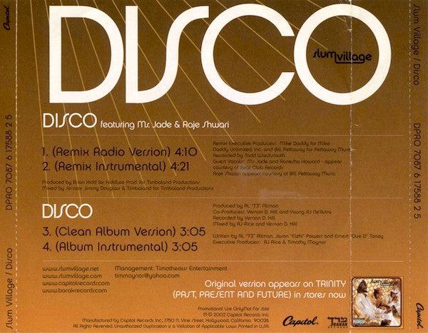 Slum Village : Disco (CD, Maxi, Promo)