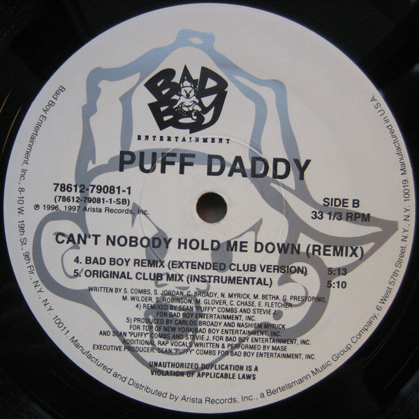 Puff Daddy : Can't Nobody Hold Me Down (Remix) (12")