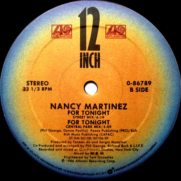 Nancy Martinez : For Tonight (12", Single, Com)