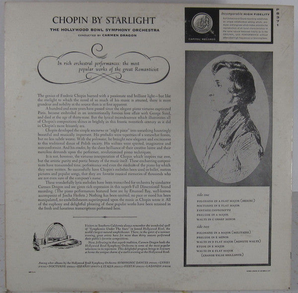The Hollywood Bowl Symphony Orchestra : Chopin By Starlight (LP, Album, Mono)