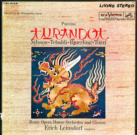 Giacomo Puccini, Birgit Nilsson, Renata Tebaldi, Jussi Björling, Giorgio Tozzi, Orchestra Del Teatro Dell'Opera Di Roma And Coro Del Teatro Dell'Opera Di Roma, Erich Leinsdorf : Turandot (3xLP + Box)