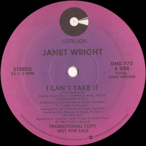 Janet Wright : I Can't Take It (12", Promo)