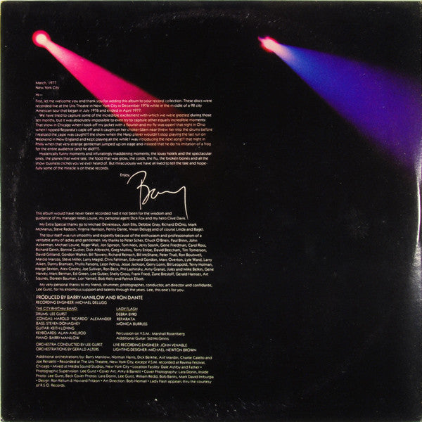 Barry Manilow : Live (2xLP, Album, Gat)