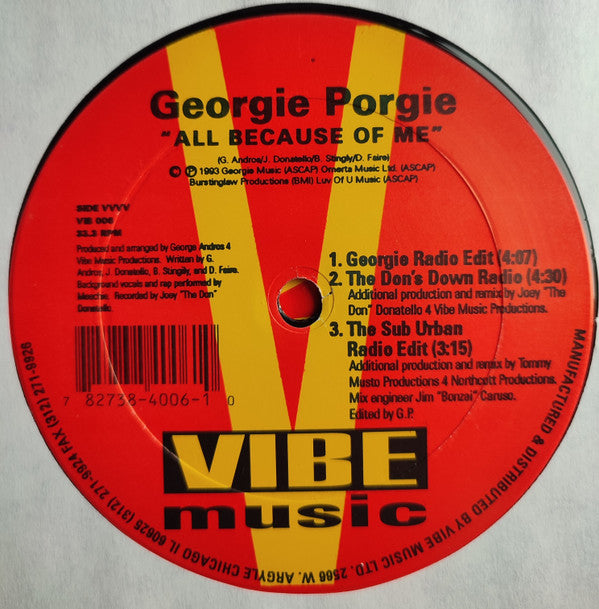 Georgie Porgie : All Because Of Me (2x12")