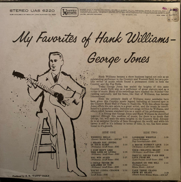 George Jones (2) : My Favorites Of Hank Williams (LP, Album)