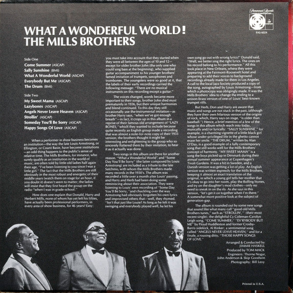 The Mills Brothers : What A Wonderful World (LP, Album)