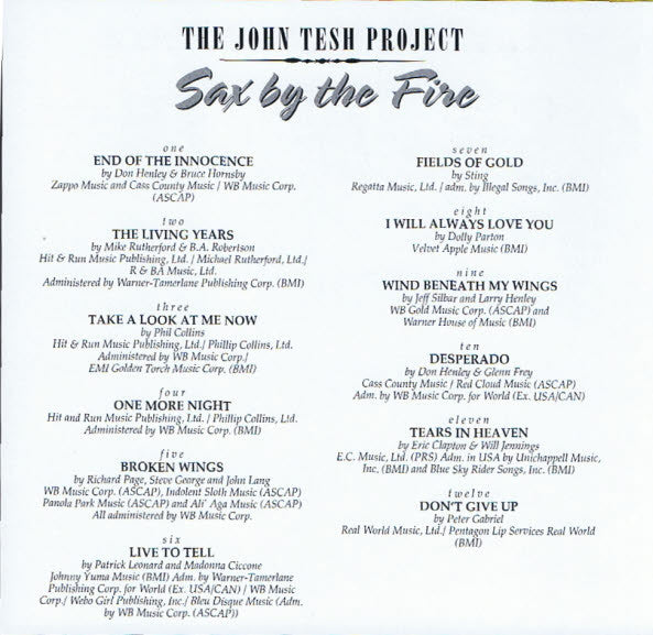 The John Tesh Project : Sax By The Fire (CD, Album, Comp)