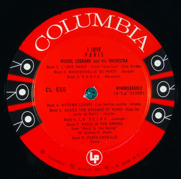 Michel Legrand Et Son Orchestre : I Love Paris (LP, Album, Mono, RP)