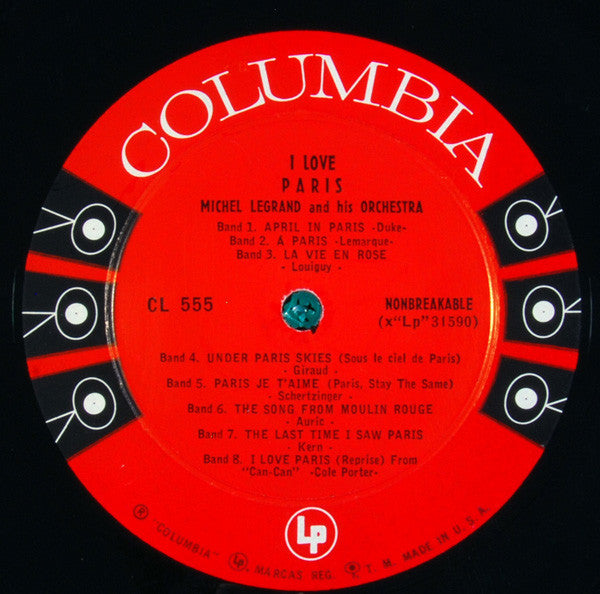 Michel Legrand Et Son Orchestre : I Love Paris (LP, Album, Mono, RP)