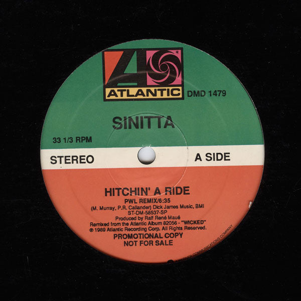 Sinitta : Hitchin' A Ride (12", Promo)