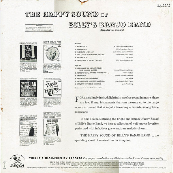 Billy's Banjo Band : The Happy Sound Of Billy's Banjo Band (LP, Album, Mono)