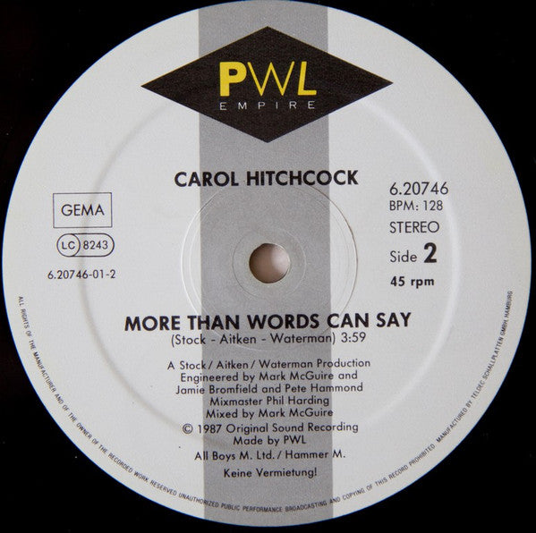 Carol Hitchcock : Get Ready (Extended Remix) (12")