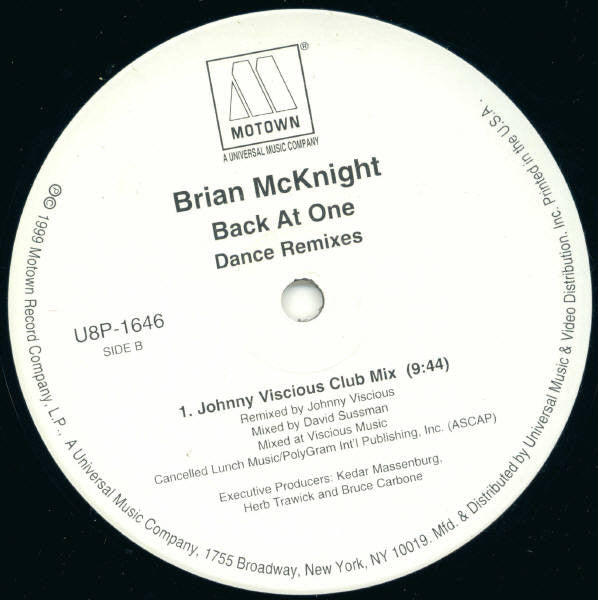 Brian McKnight : Back At One (Dance Remixes) (12", Promo)