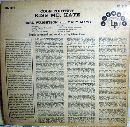 Earl Wrightson, Mary Mayo, Glenn Osser : Kiss Me, Kate (LP, Mono)