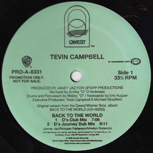 Tevin Campbell : Back To The World (12", Promo)