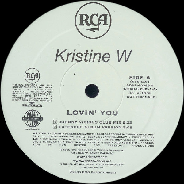 Kristine W : Lovin' You (Disk 1 Of 2) (12", Promo)