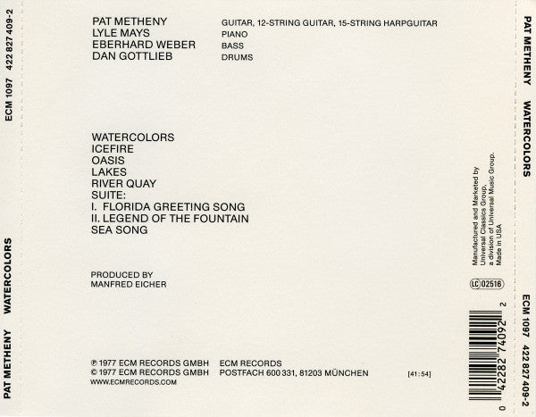 Pat Metheny : Watercolors (CD, Album, RE)