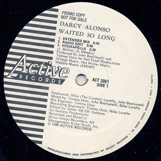 Darcy Alonso : Waited So Long (12", Promo)