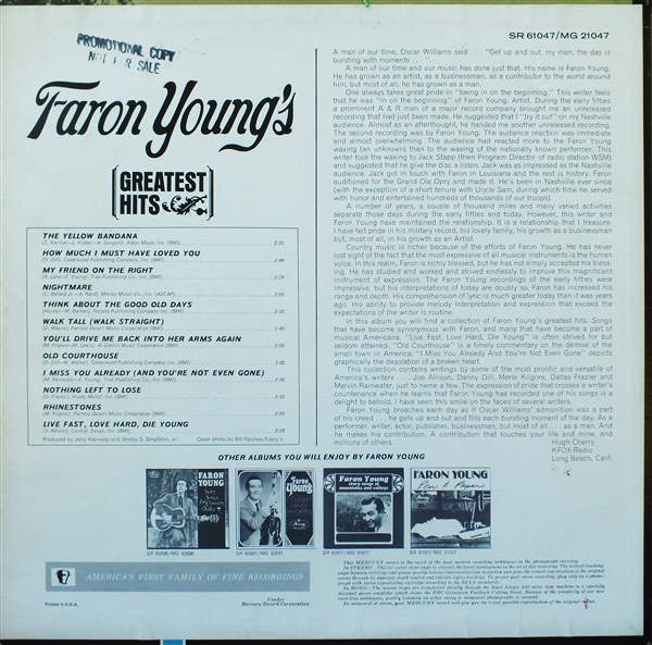 Faron Young : Faron Young's Greatest Hits (LP, Comp)
