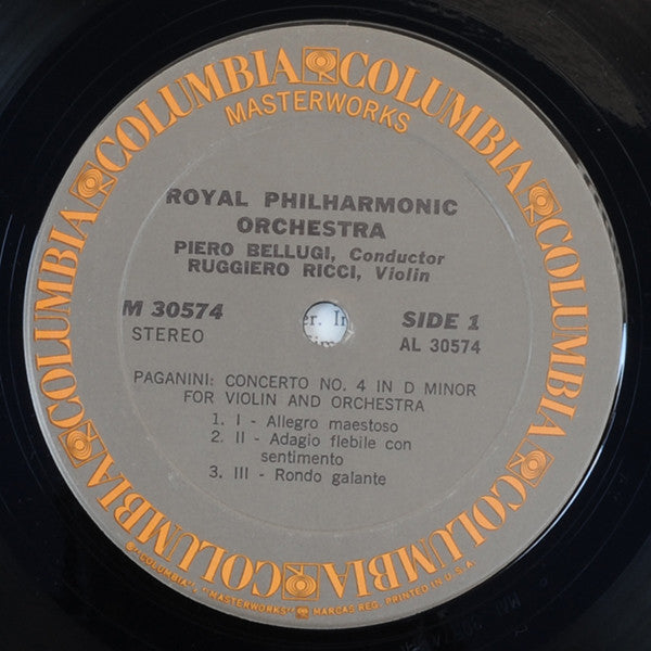Niccolò Paganini, Giovanni Bottesini, Ruggiero Ricci, Piero Bellugi : Paganini Violin Concerto No. 4 (LP, Album)