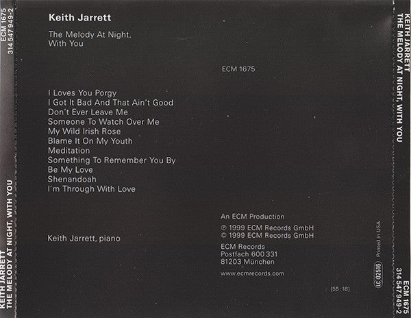 Keith Jarrett : The Melody At Night, With You (CD, Album)