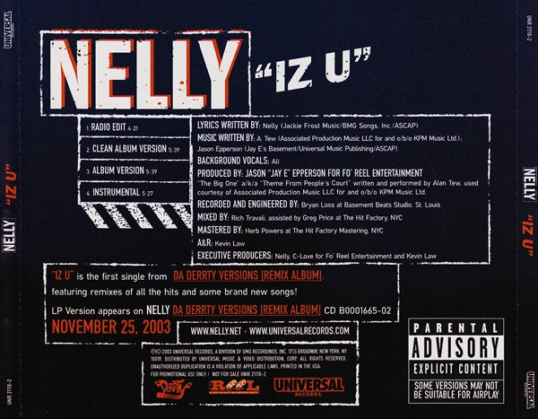 Nelly : Iz U (CD, Single, Promo)