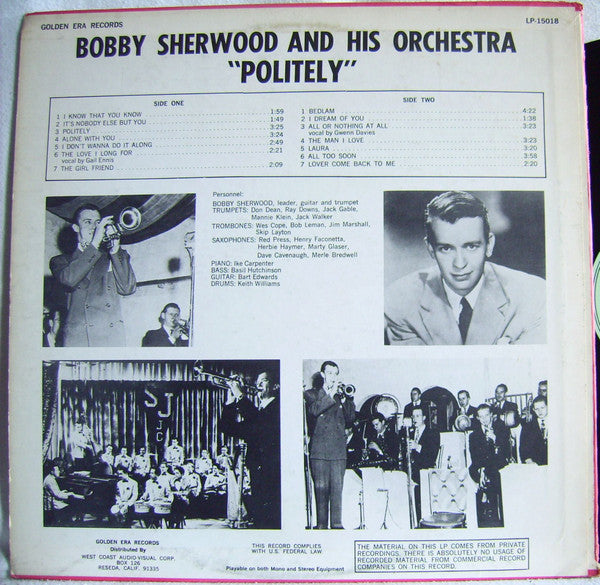 Bobby Sherwood And His Orchestra : Politely (LP, Album)
