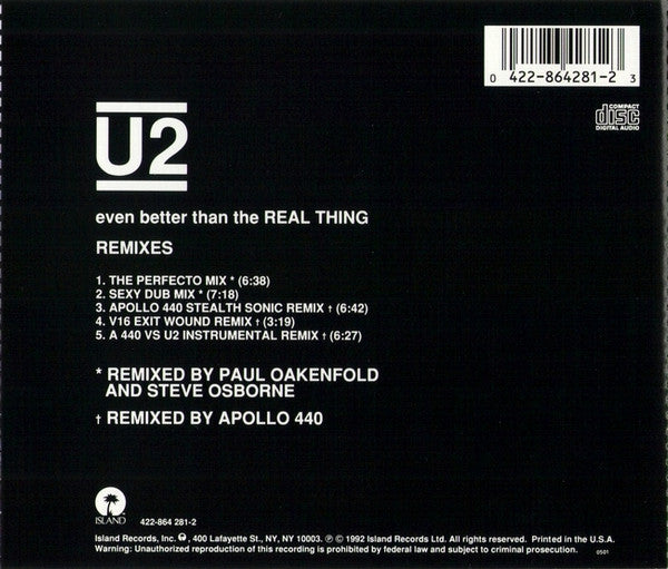 U2 : Even Better Than The Real Thing (Remixes) (CD, Maxi)