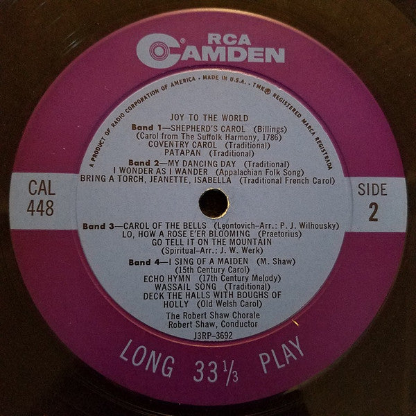 The Robert Shaw Chorale : Joy To The World (LP, Mono)