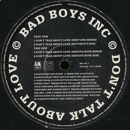 Bad Boys Inc. : Don't Talk About Love (12")
