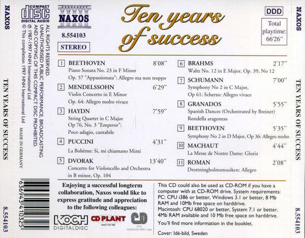 Various : Ten Years Of Success (CD, Comp, Enh)