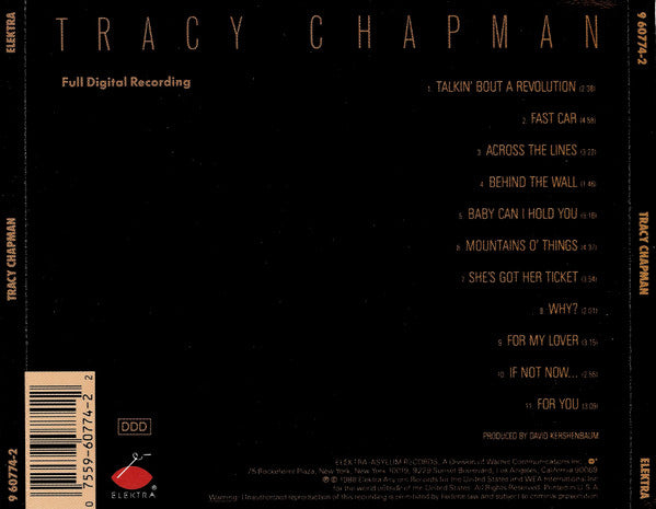 Tracy Chapman : Tracy Chapman (CD, Album)