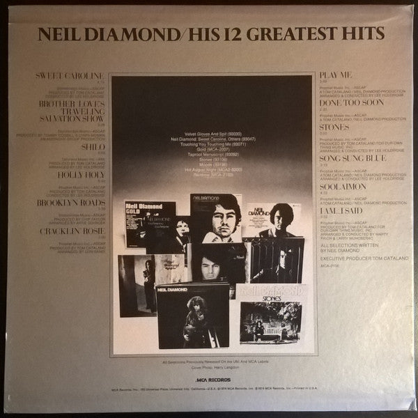 Neil Diamond : His 12 Greatest Hits (LP, Comp, RE, Blu)