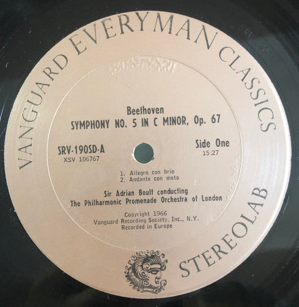 Ludwig van Beethoven - Sir Adrian Boult And  The Philharmonic Promenade Orchestra : Symphony No. 5 In C Minor, Op. 67 / Leonore Overture No. 3, Op. 72b (LP)
