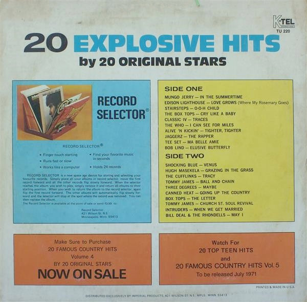 Various : 20 Explosive Hits (LP, Comp)