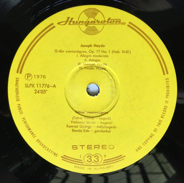 Joseph Haydn, Tátrai Quartet : String Quartets In G Major Op.77/1 & In F Major Op. 77/2 (LP)