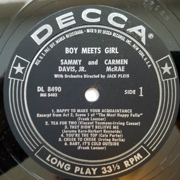 Sammy Davis Jr. And Carmen McRae : Boy Meets Girl (LP, Album, Mono)