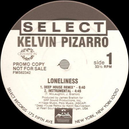 Kelvin Pizarro : Loneliness (12", Promo)