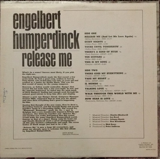 Engelbert Humperdinck : Release Me (LP, Album)