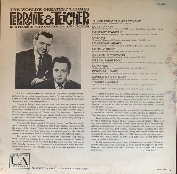 Ferrante & Teicher : The World's Greatest Themes (LP, Album, Club, RP)