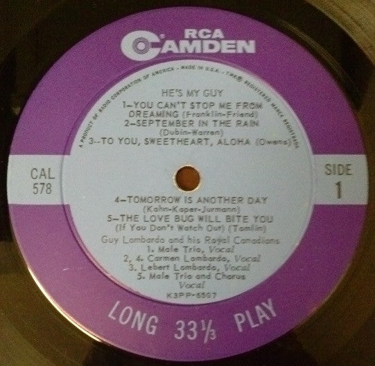 Guy Lombardo And His Royal Canadians : He's My Guy (LP, Album, Mono)