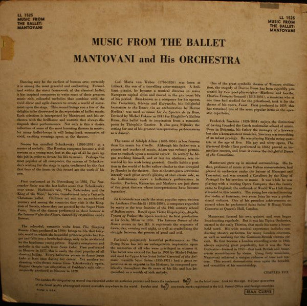 Mantovani And His Orchestra : An Album Of Ballet Melodies (LP, Mono)