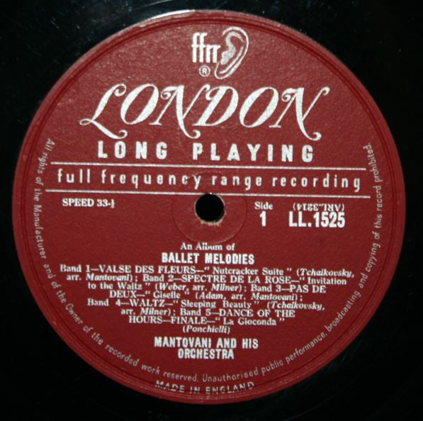 Mantovani And His Orchestra : An Album Of Ballet Melodies (LP, Mono)