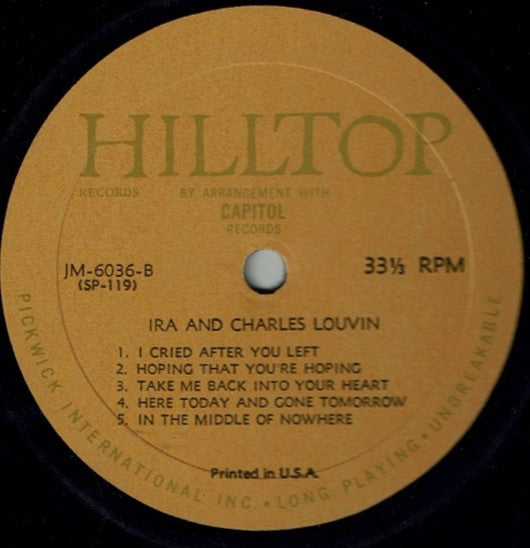 Ira Louvin & Charlie Louvin : Ira & Charles Louvin (LP, Comp, Mono)